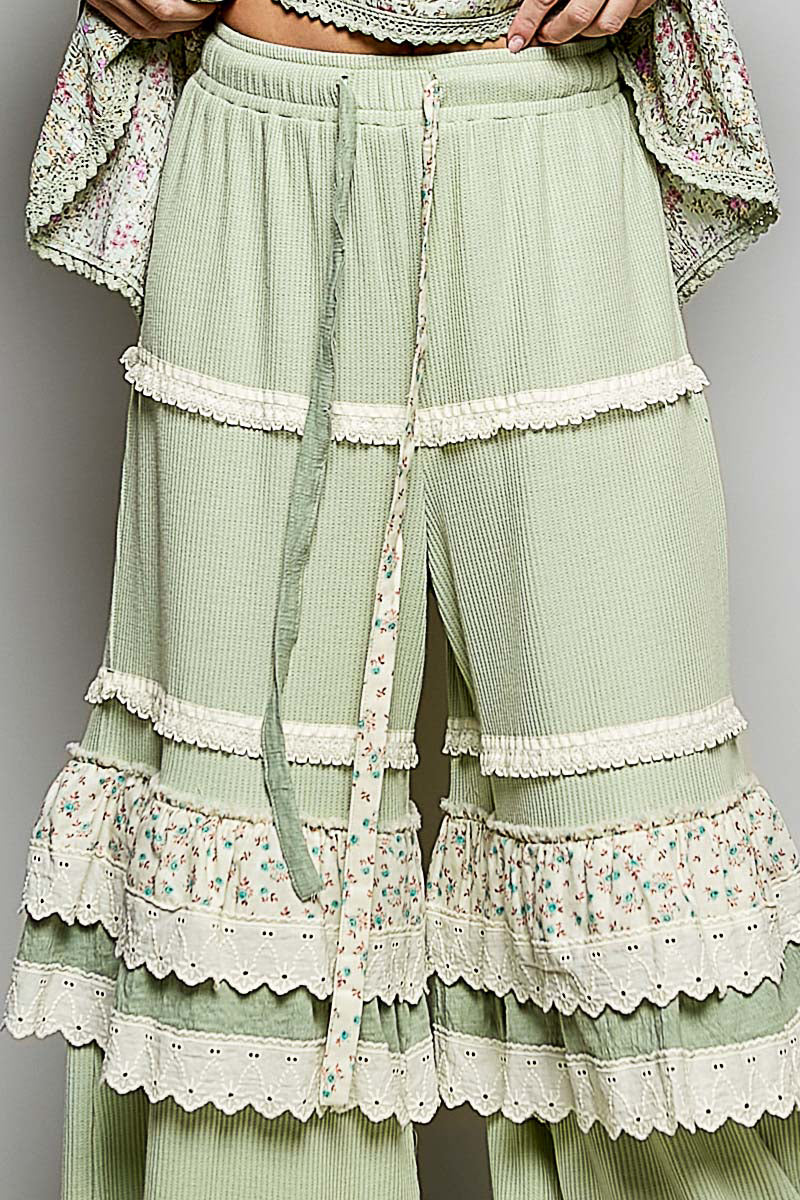 Rita Green Ruffle Pants