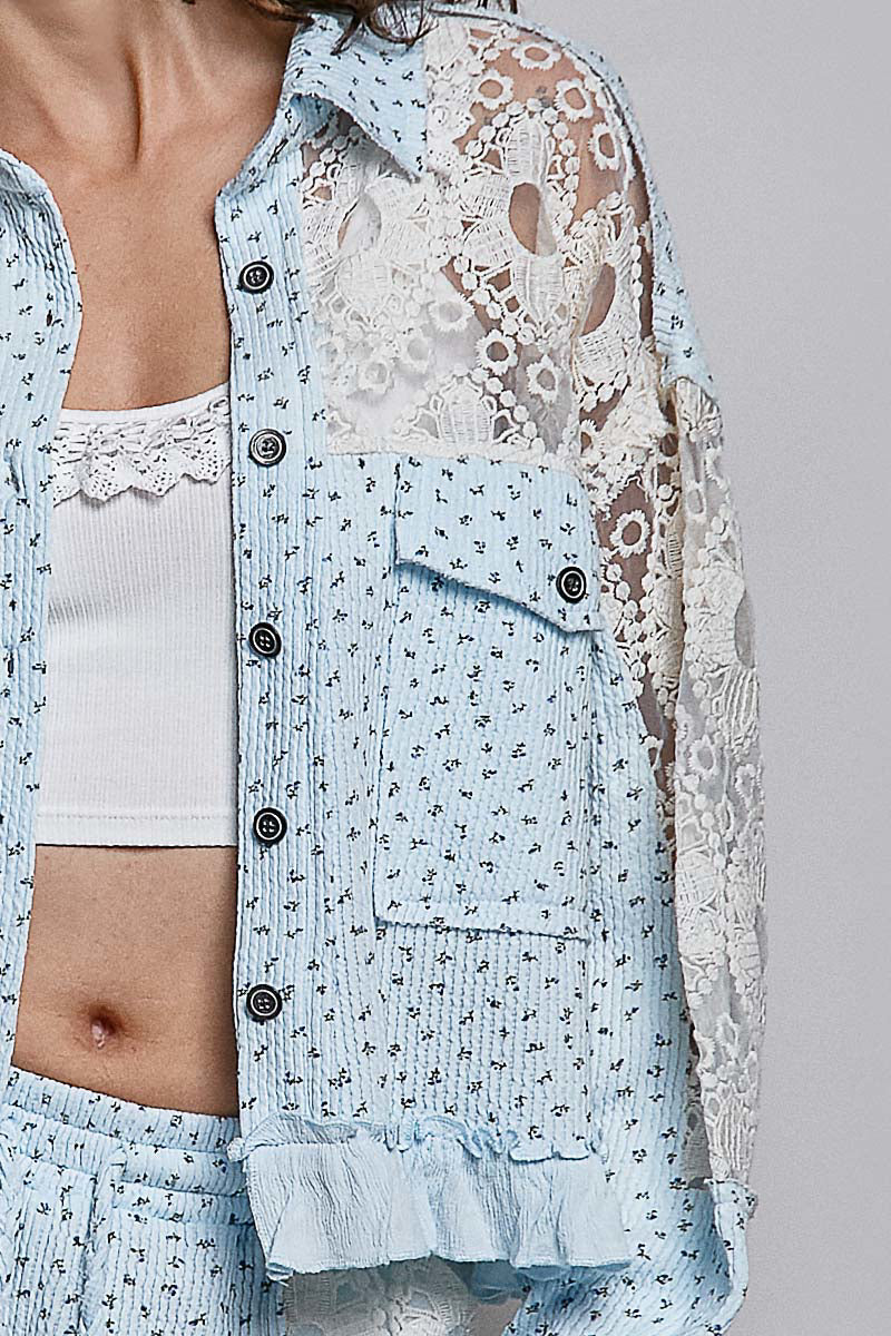 Skye Waffle Knit and Crochet Top