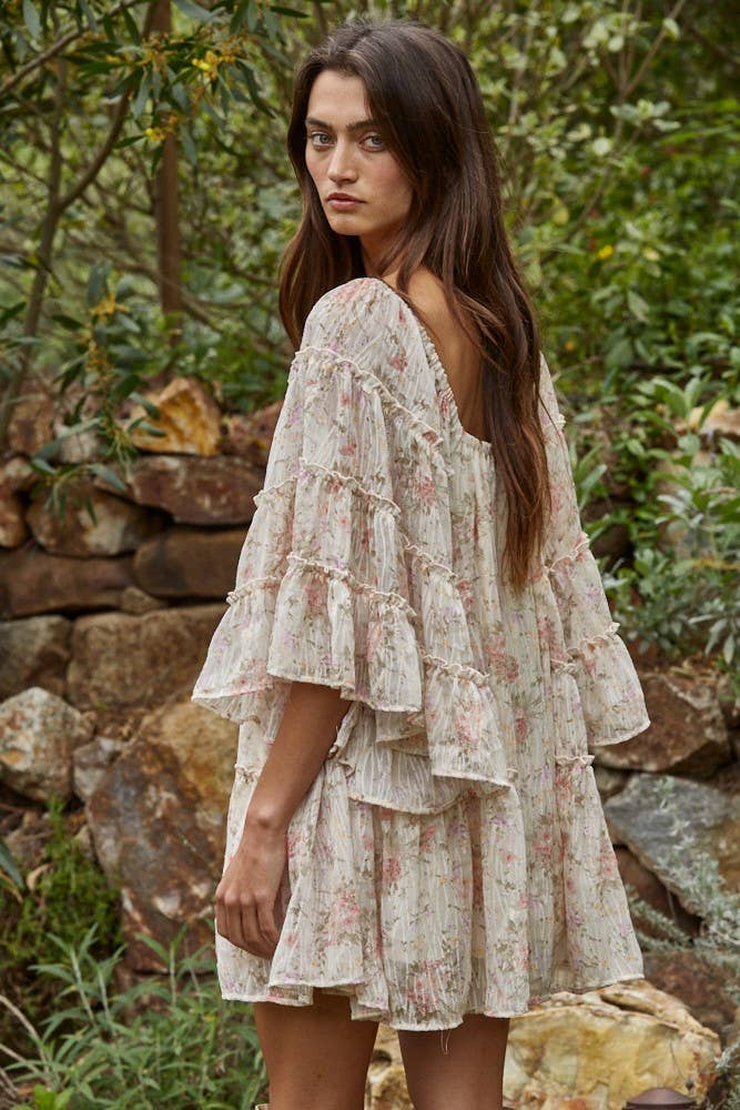 Giselle Chiffon Floral Flare Mini Dress- Arrives back in stock May 20