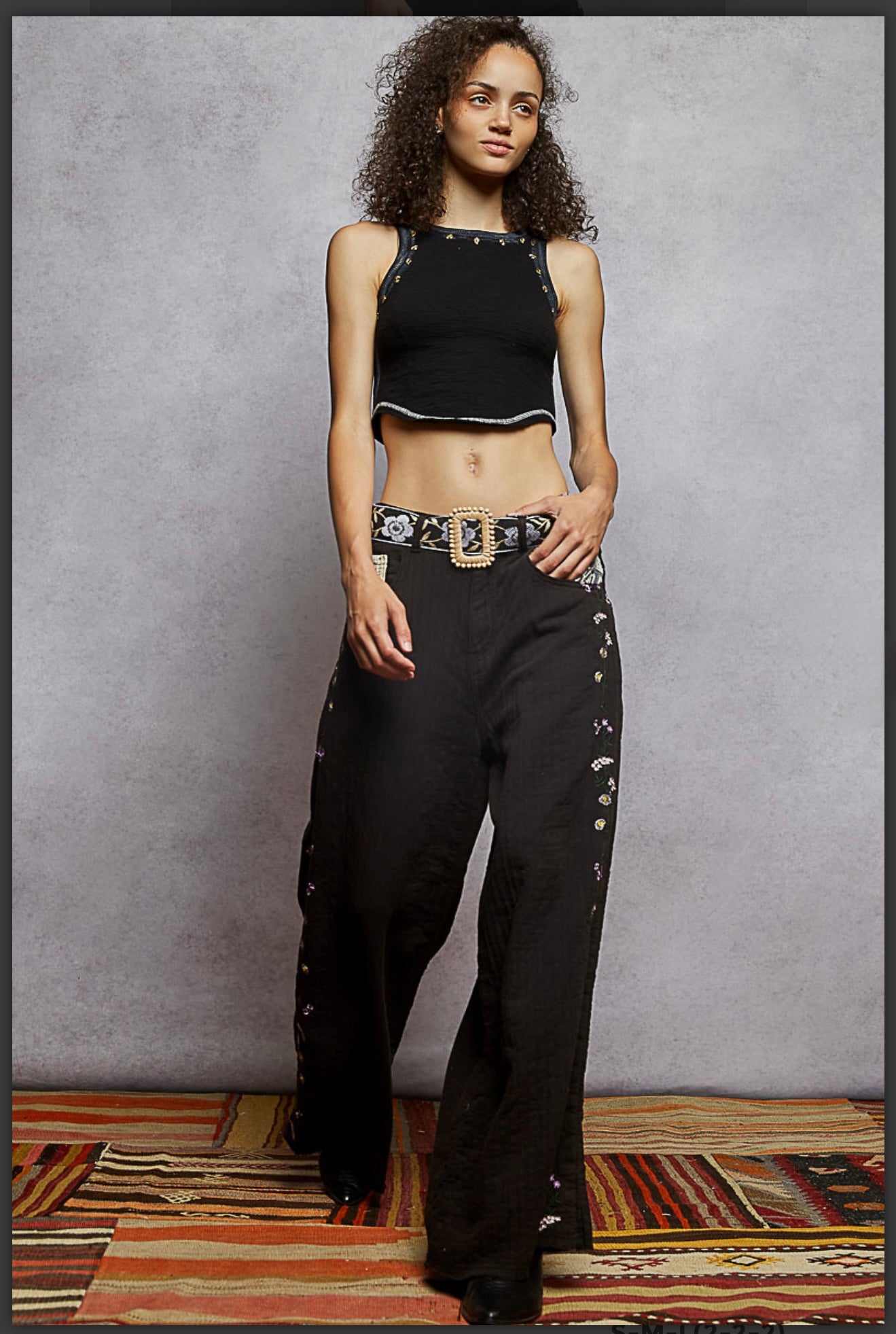 Pol gauze thermal and embroidery pants