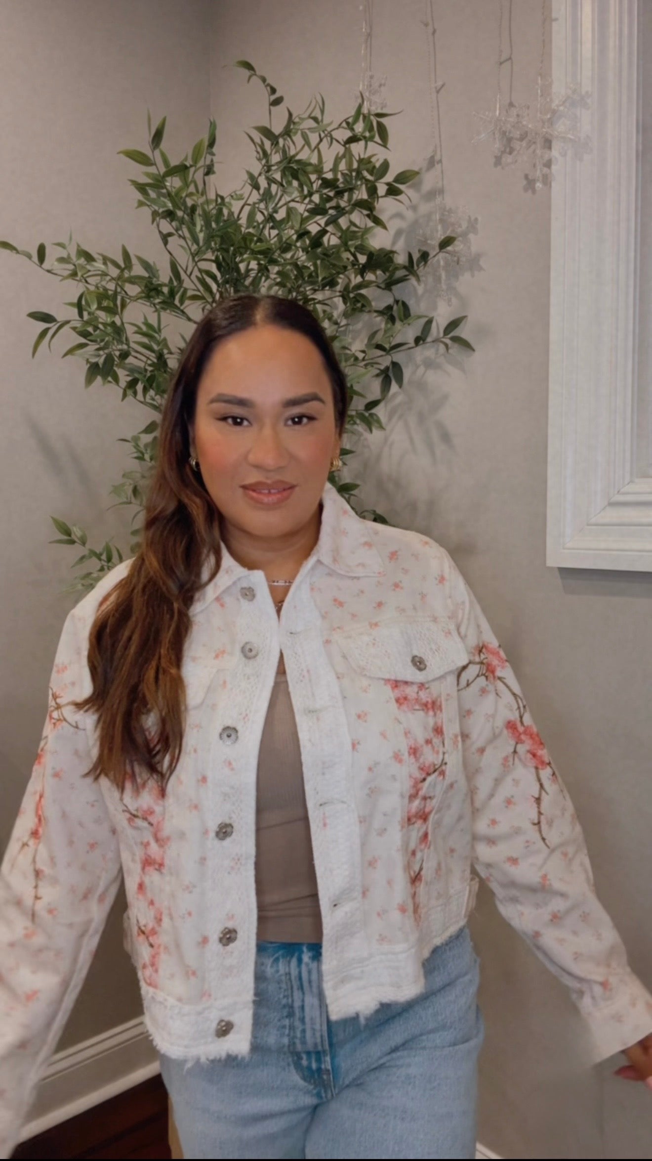 Carla Denim Floral Embroidered Jacket