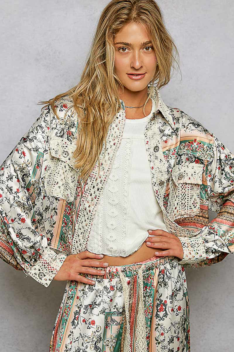 Sarah Satin and Crochet Top