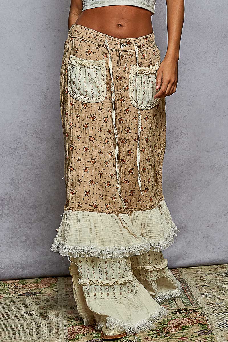Samantha Ruffle and Gauze Floral Pants