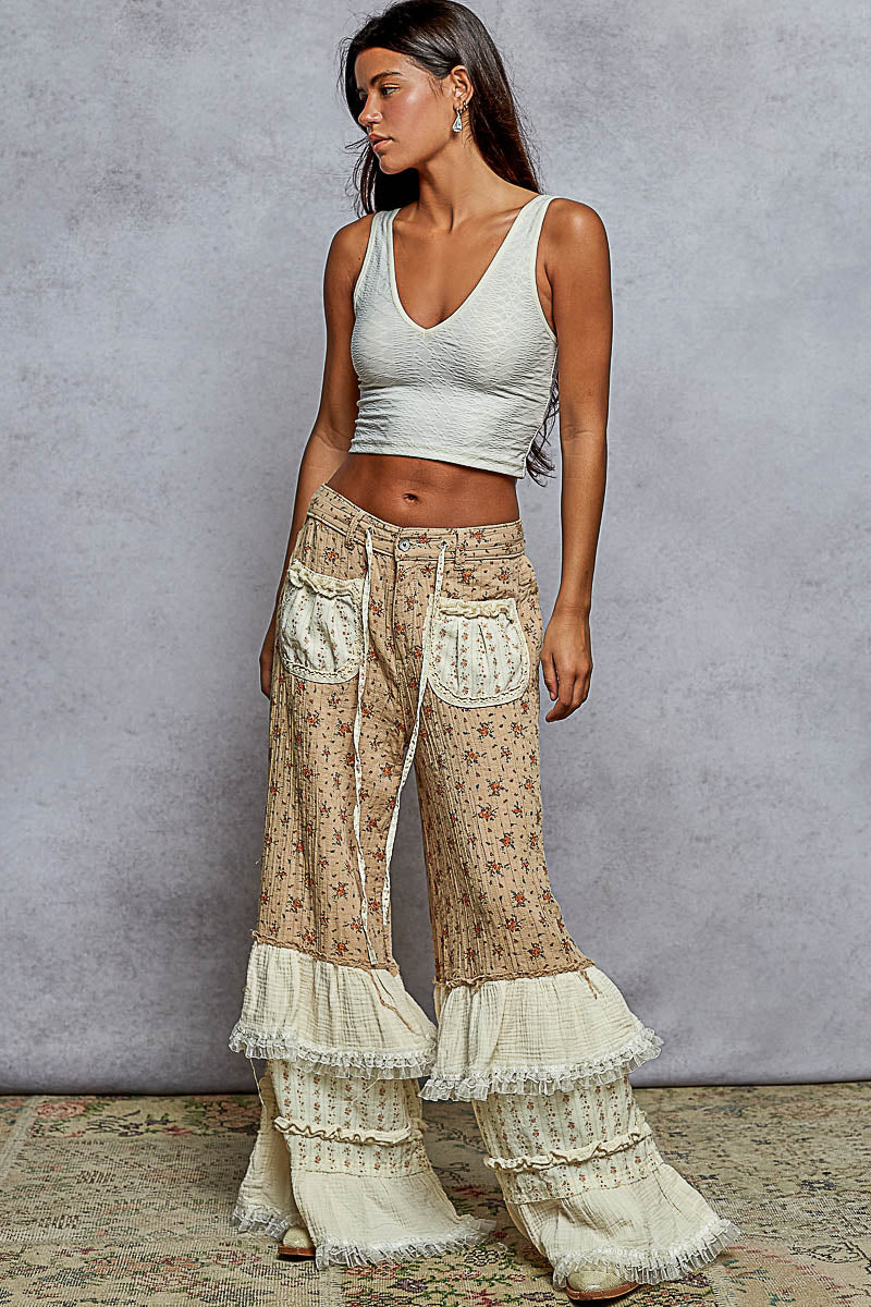 Samantha Ruffle and Gauze Floral Pants