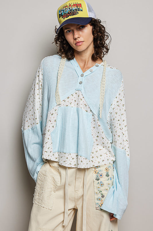 Harper Baby Blue Floral Hoodie