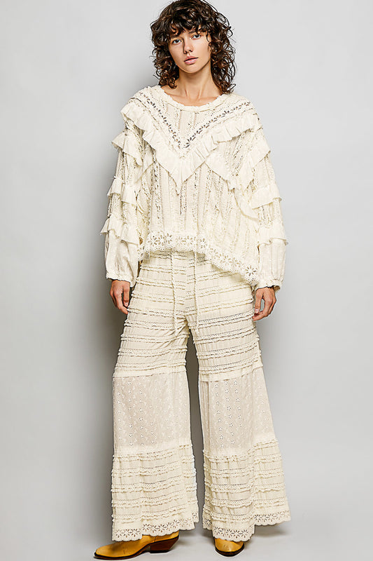 Anna Cream Lace and Gauze Top