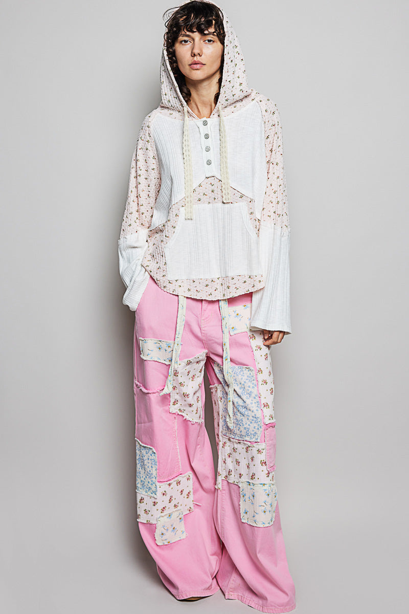 Ava Floral Hoodie in the color Blush
