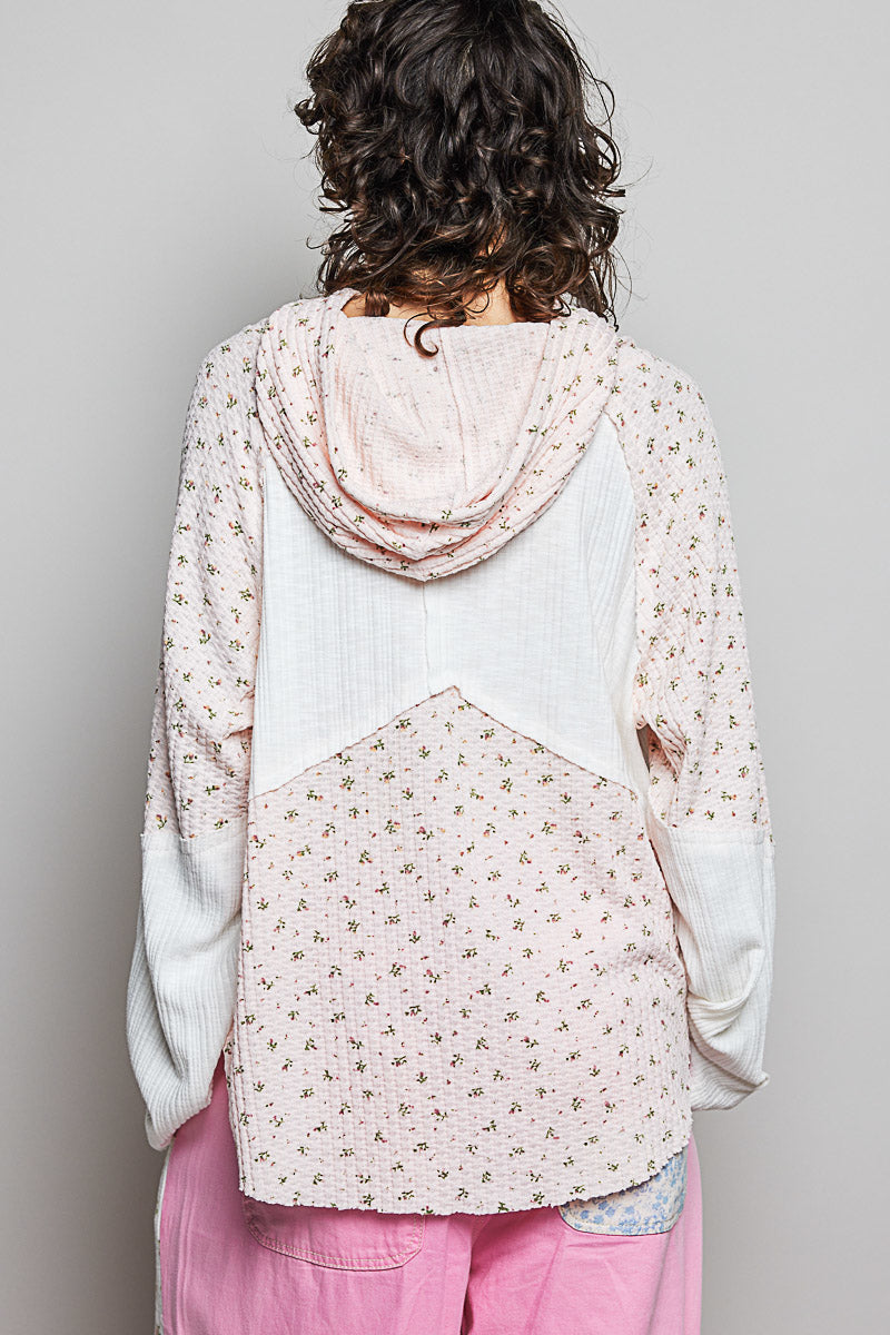 Ava Floral Hoodie in the color Blush