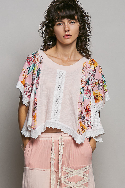 Marie Short Sleeve Eyelet Floral Top