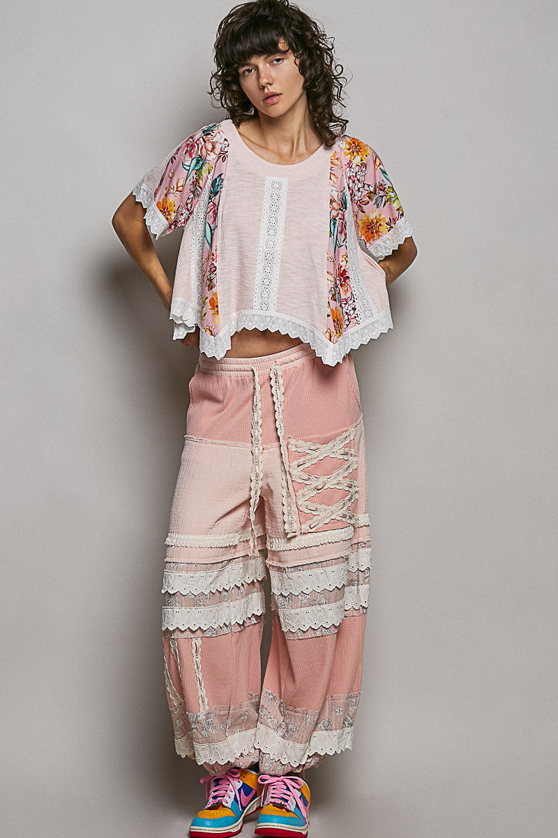 Marie Short Sleeve Eyelet Floral Top