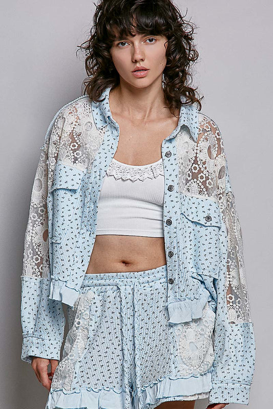 Skye Waffle Knit and Crochet Top
