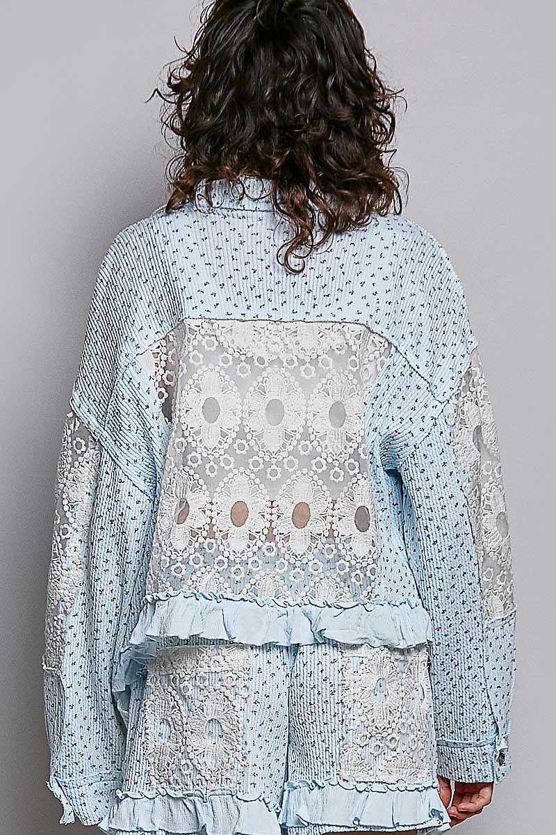 Skye Waffle Knit and Crochet Top