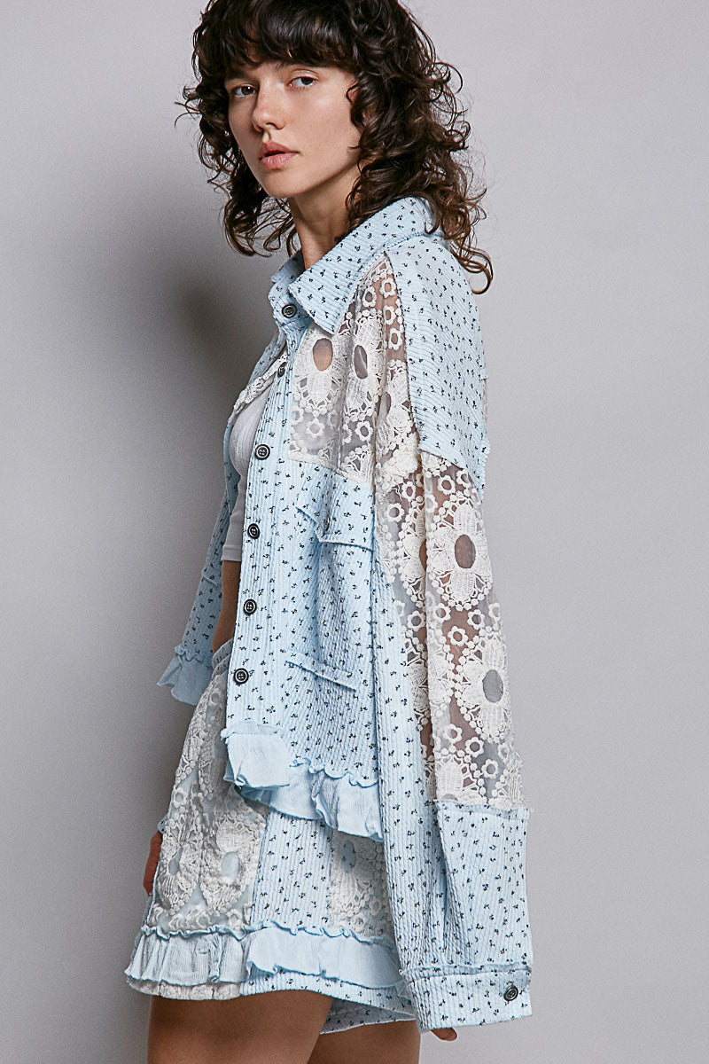 Skye Waffle Knit and Crochet Top