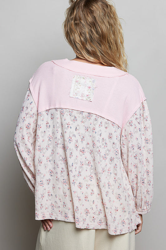 Avery Blush Pink V Neck Floral Top