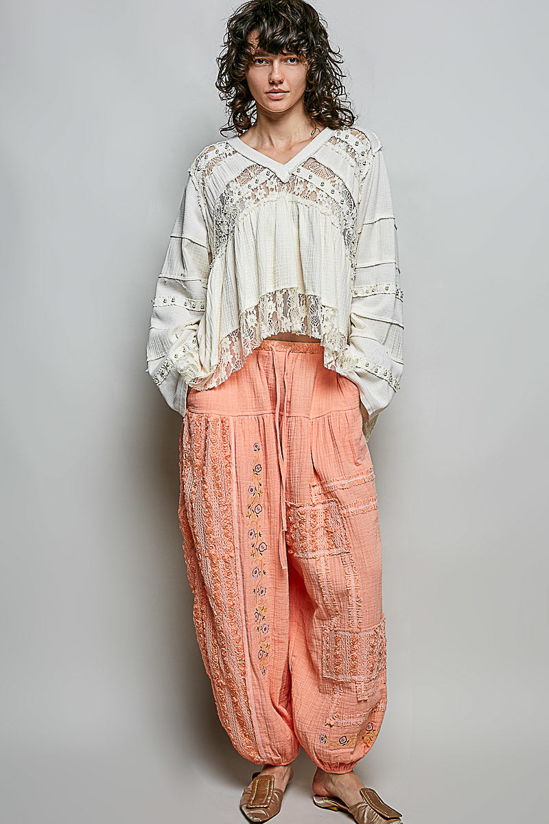 Emma Cream Lace Pearl Studded Top