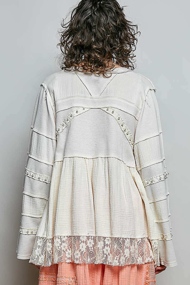 Emma Cream Lace Pearl Studded Top