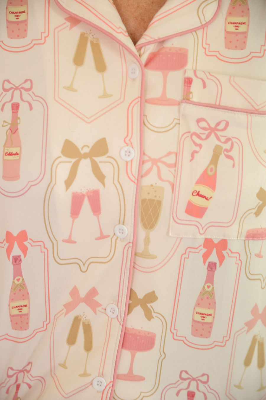 Bows & Bubbly Ruffle Pajama Set