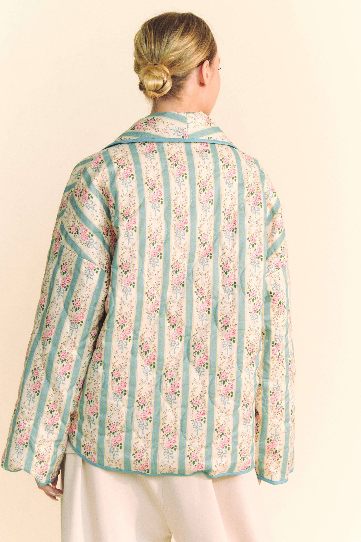 WAIVY QUILTED WALLPAPER PRINT OPEN JACKET