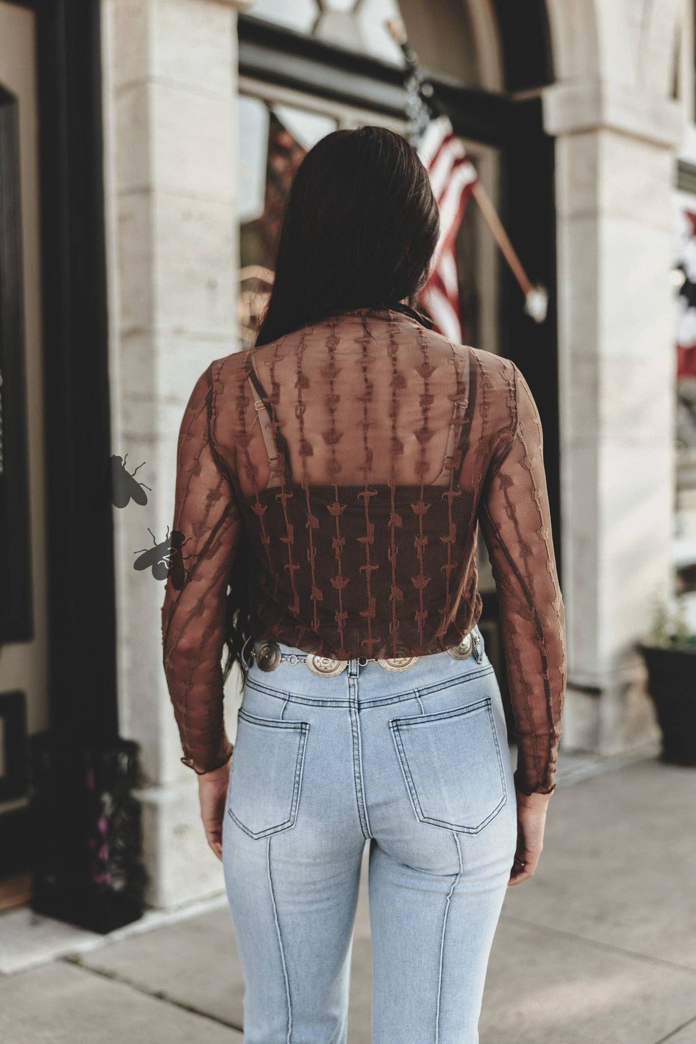 LARIAT LACE L/S *CHOCLATE