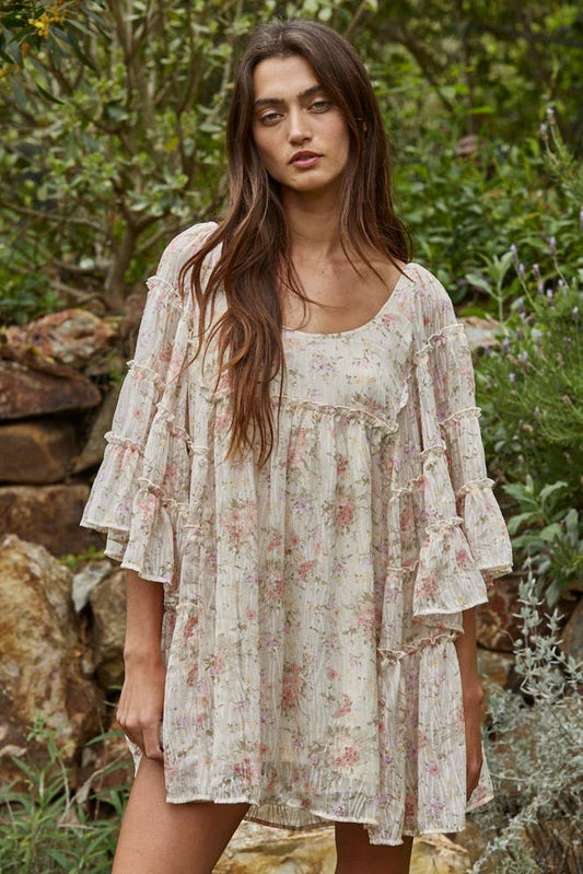 Giselle Chiffon Floral Flare Mini Dress- Arrives back in stock May 20