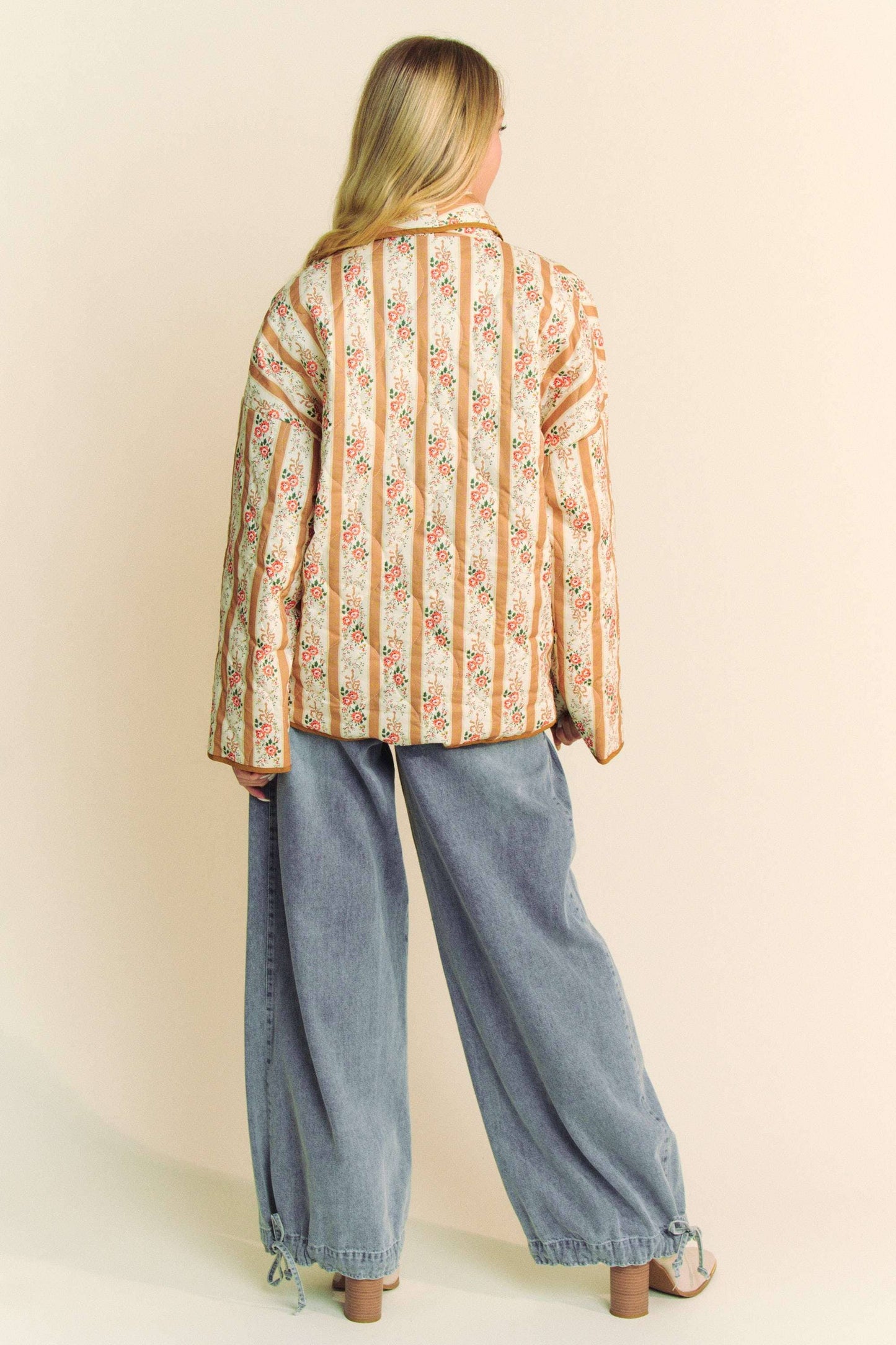 WAIVY QUILTED WALLPAPER PRINT OPEN JACKET