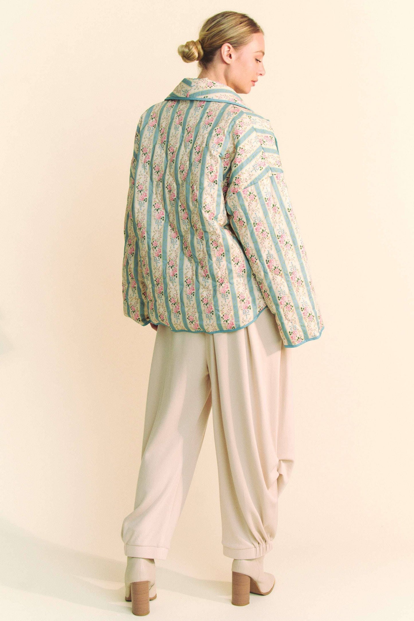 WAIVY QUILTED WALLPAPER PRINT OPEN JACKET