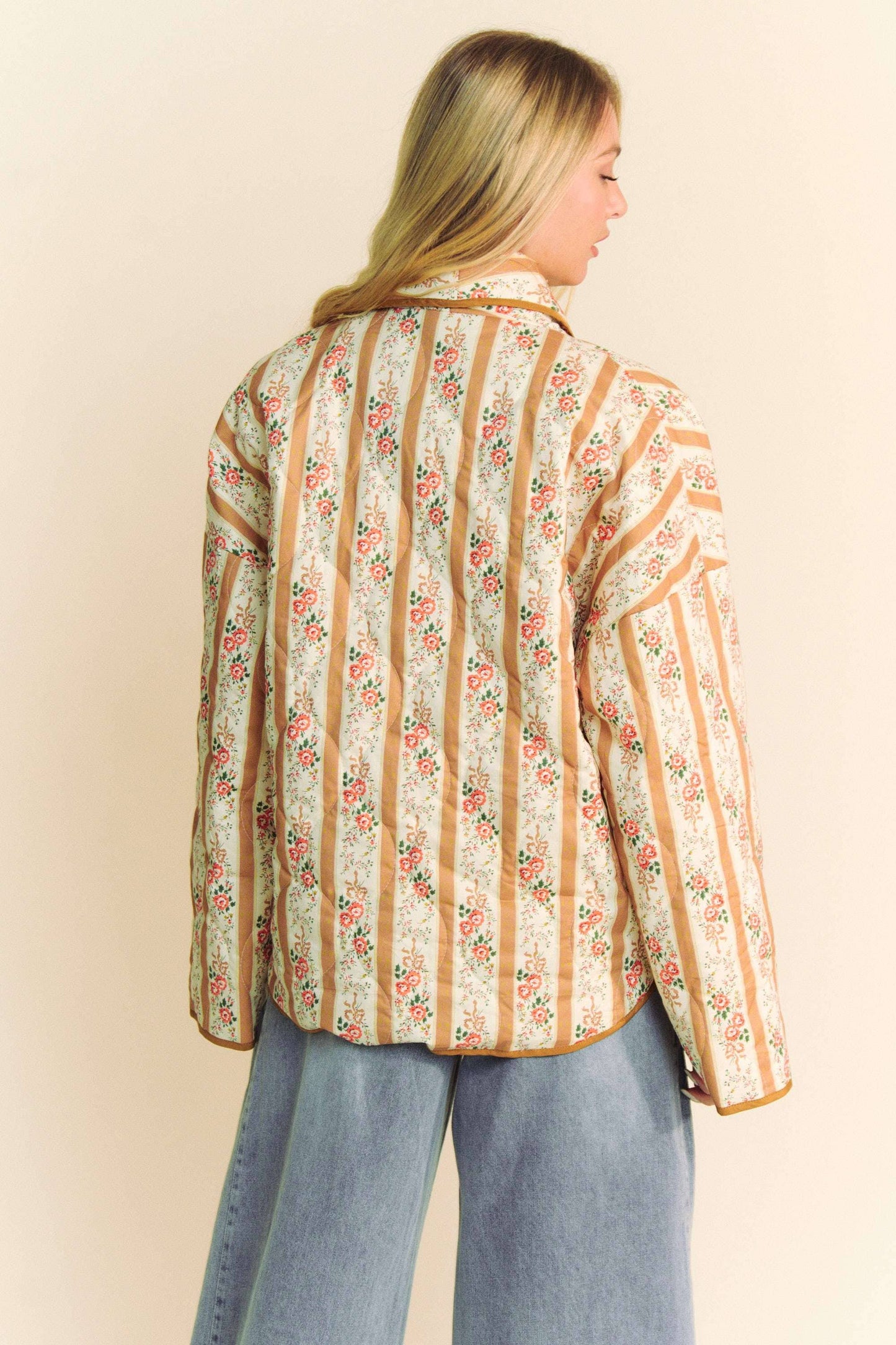 WAIVY QUILTED WALLPAPER PRINT OPEN JACKET