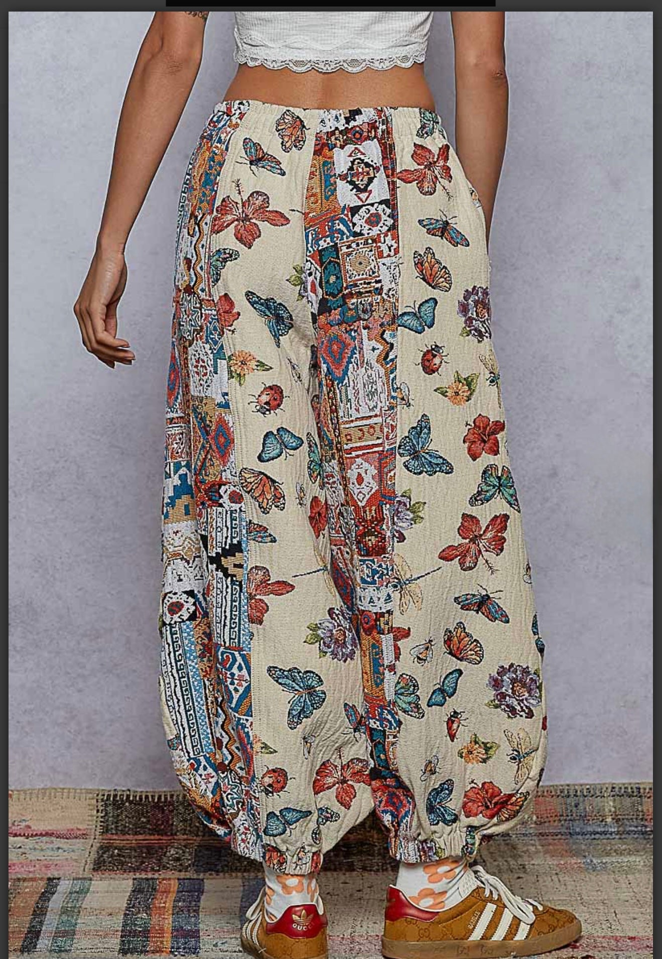 POL Butterfly jogger pants Natural Multi