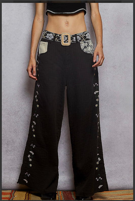 Pol gauze thermal and embroidery pants