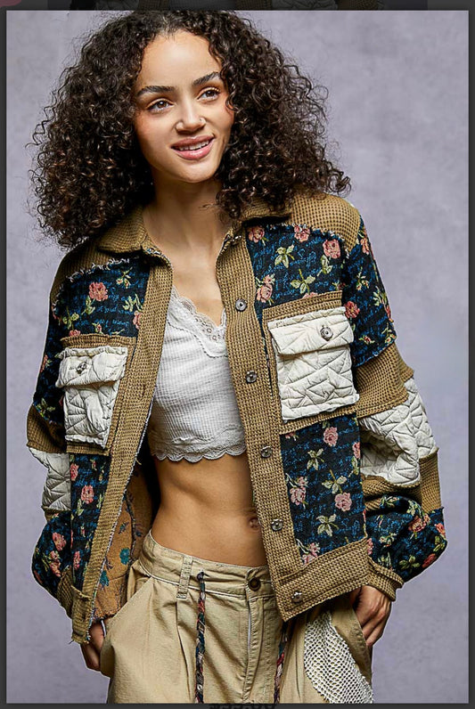 Pol Tapestry and Waffle Knit Jacket