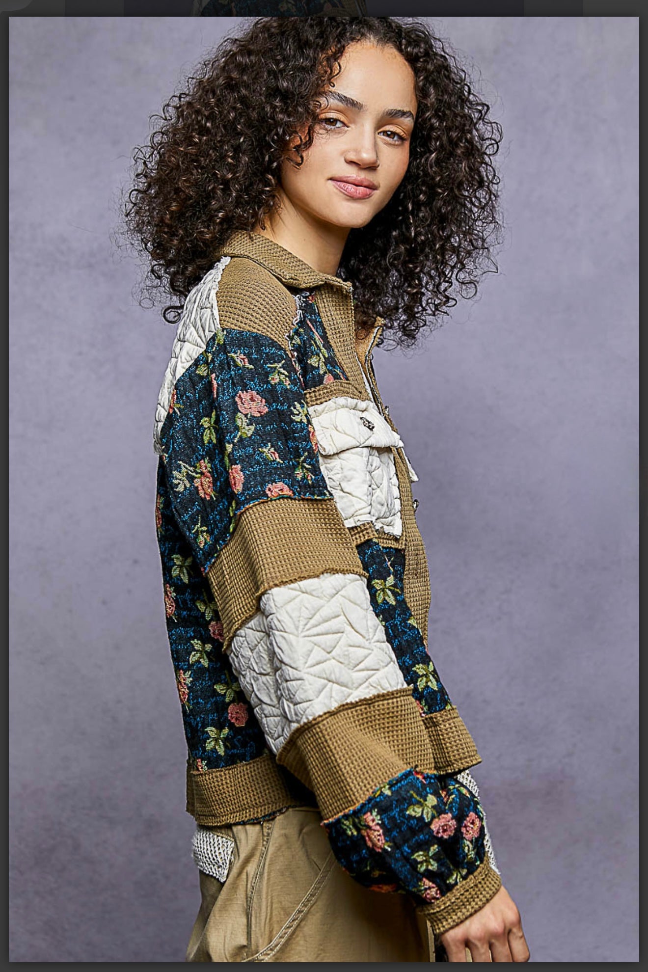 Pol Tapestry and Waffle Knit Jacket