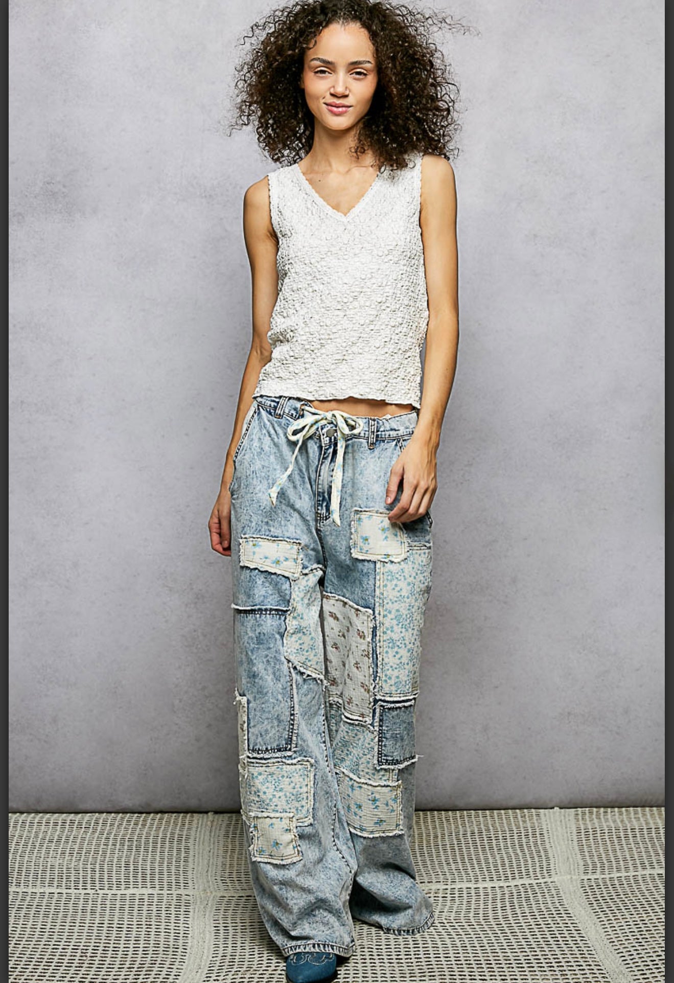 Abigail Acid Denim Wash Patch Jeans