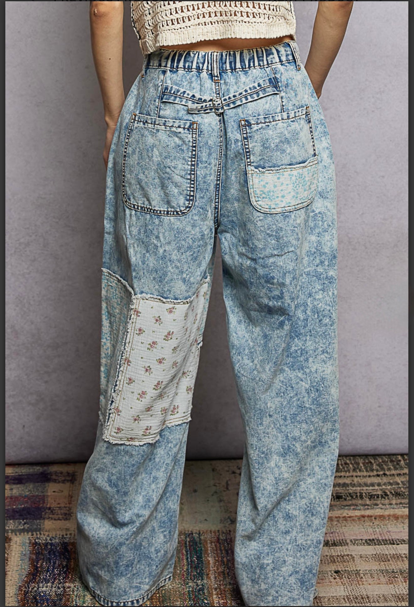 Abigail Acid Denim Wash Patch Jeans