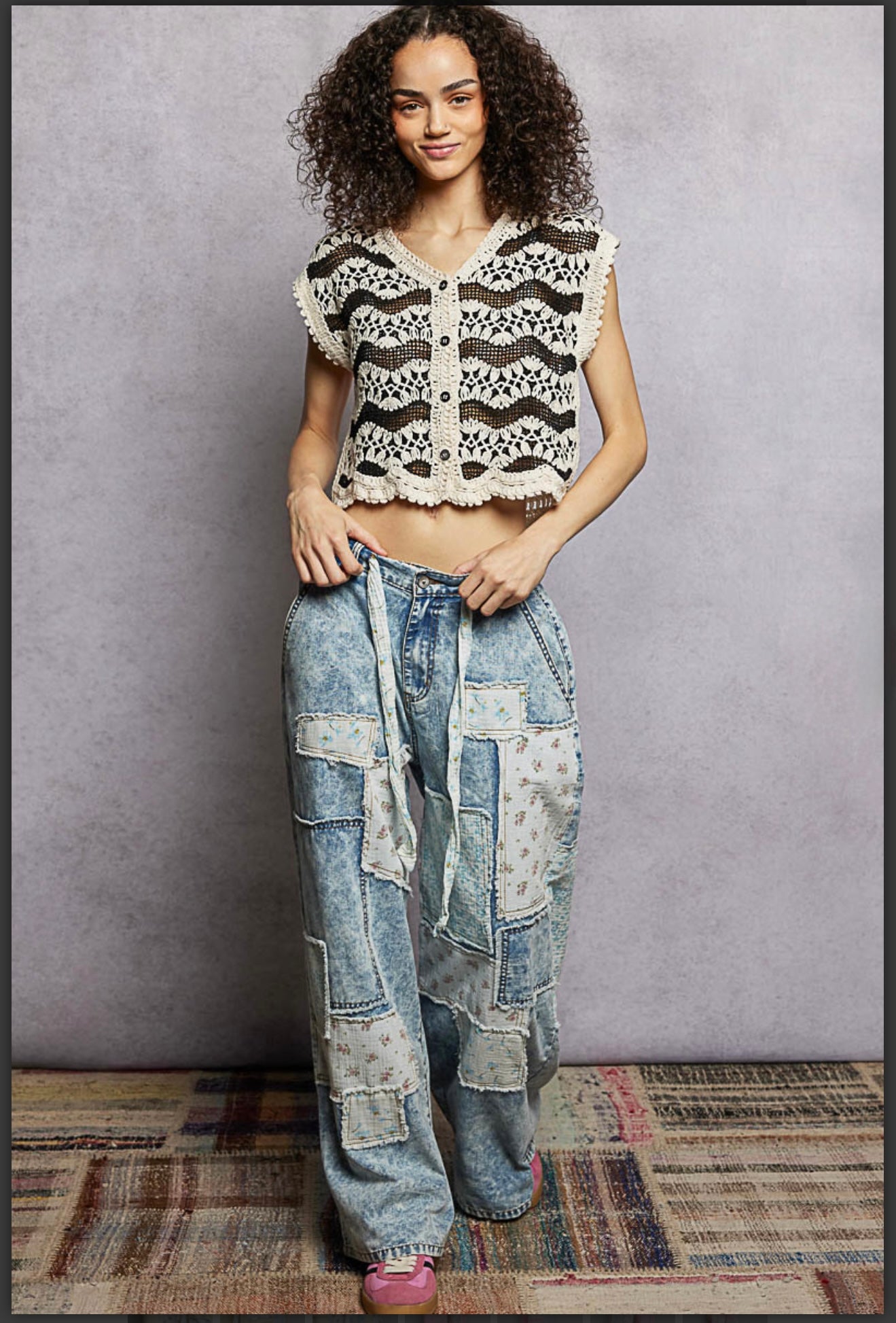 Abigail Acid Denim Wash Patch Jeans