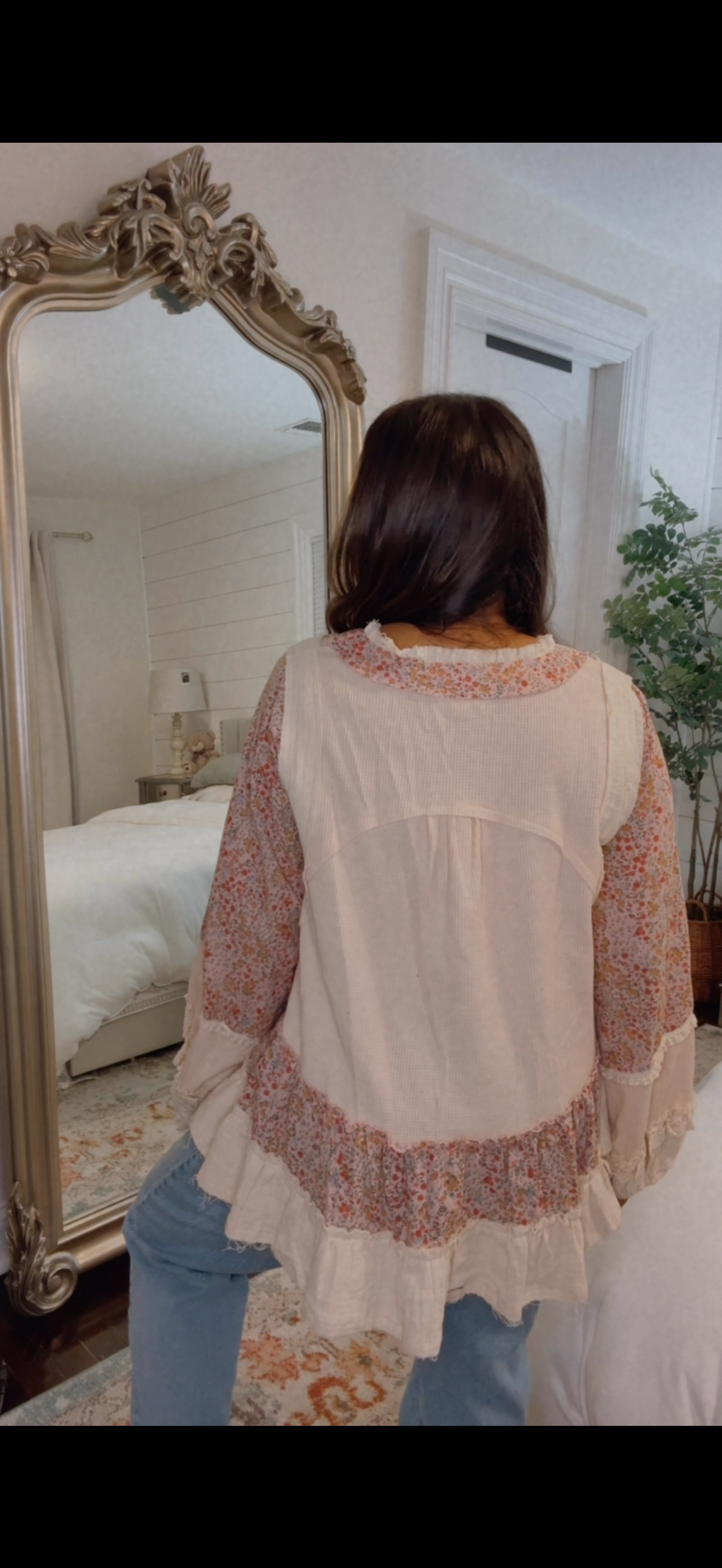 Diana Floral and Waffle Knit Top