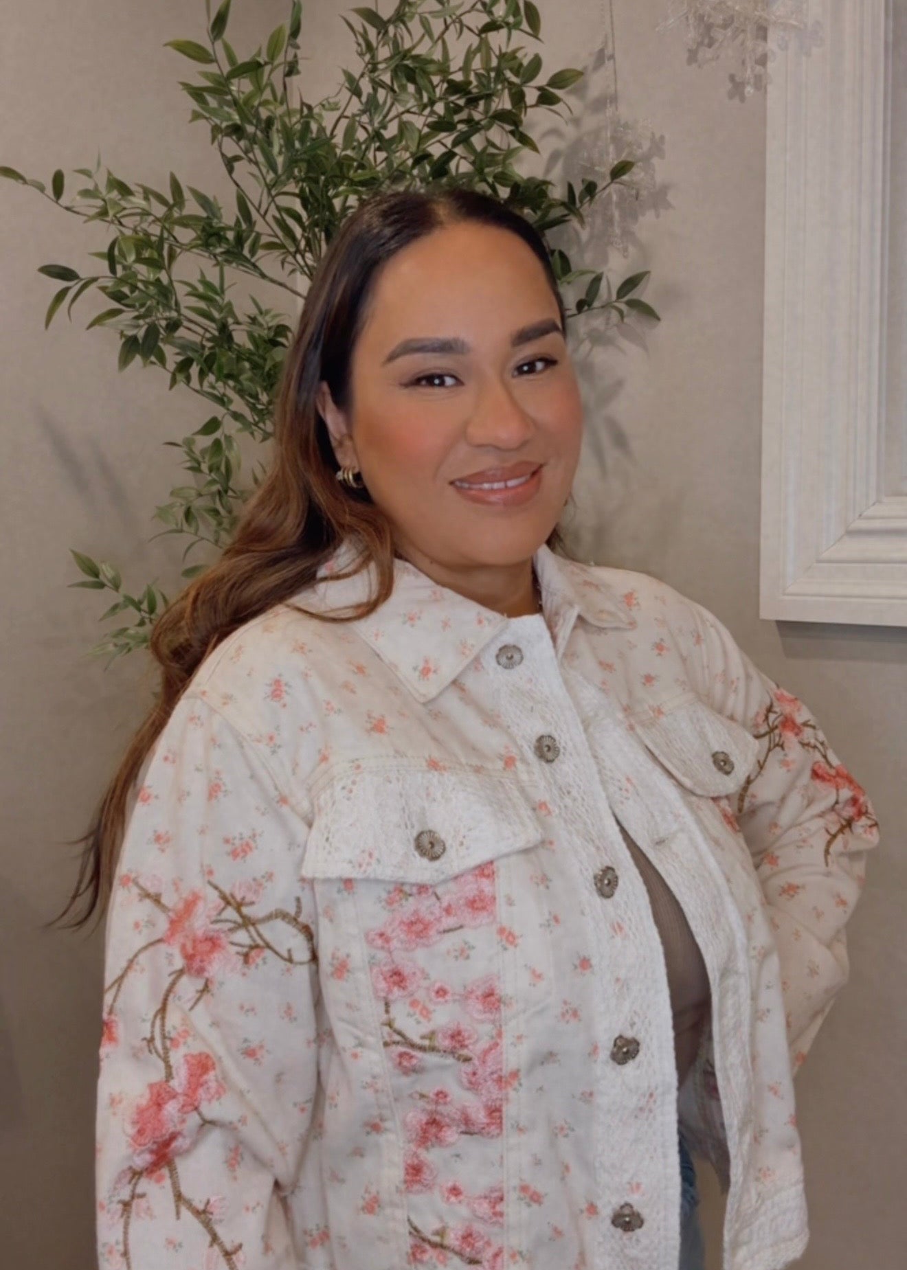 Carla Denim Floral Embroidered Jacket