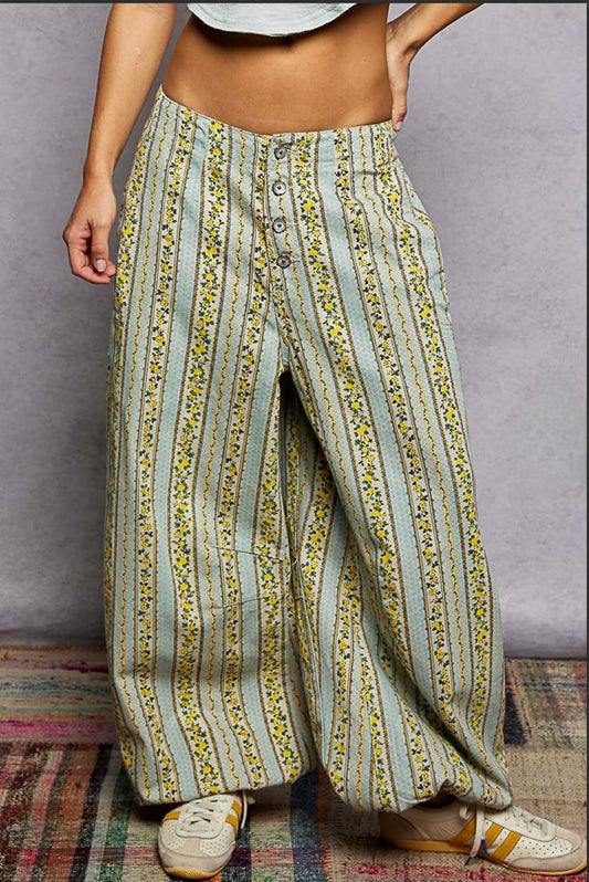 Ella Lemon Stripe Denim Pants