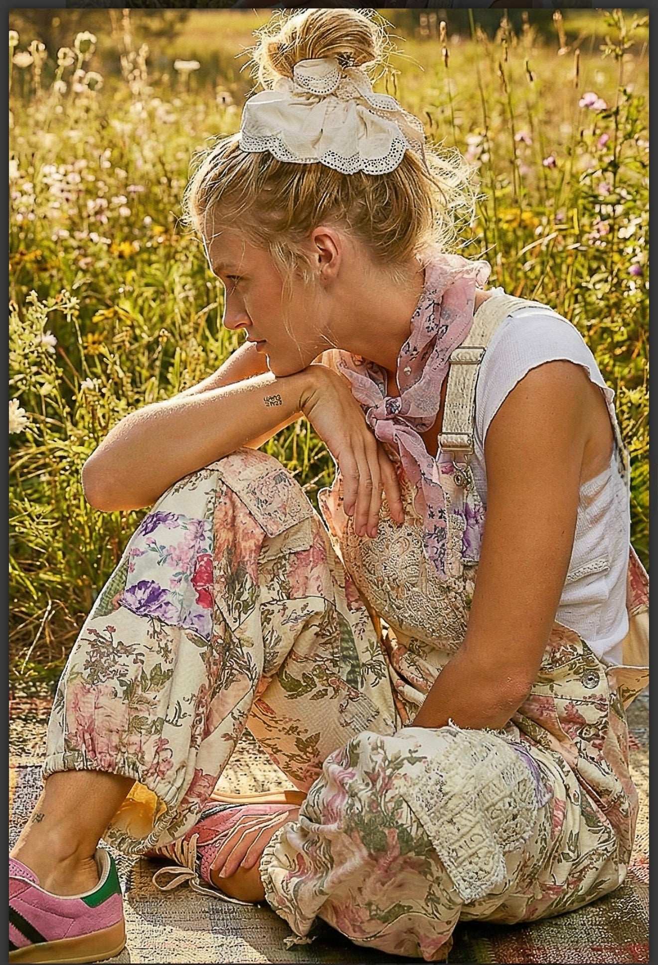 Briana Cream Floral Overalls