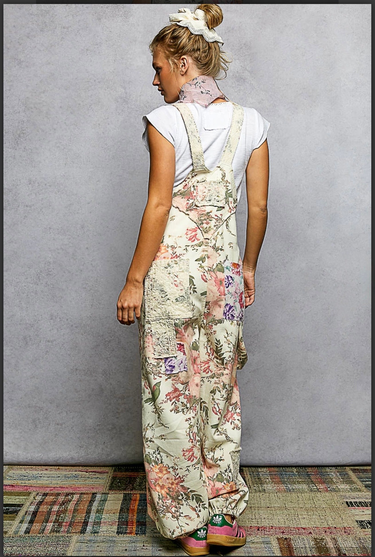 Briana Cream Floral Overalls