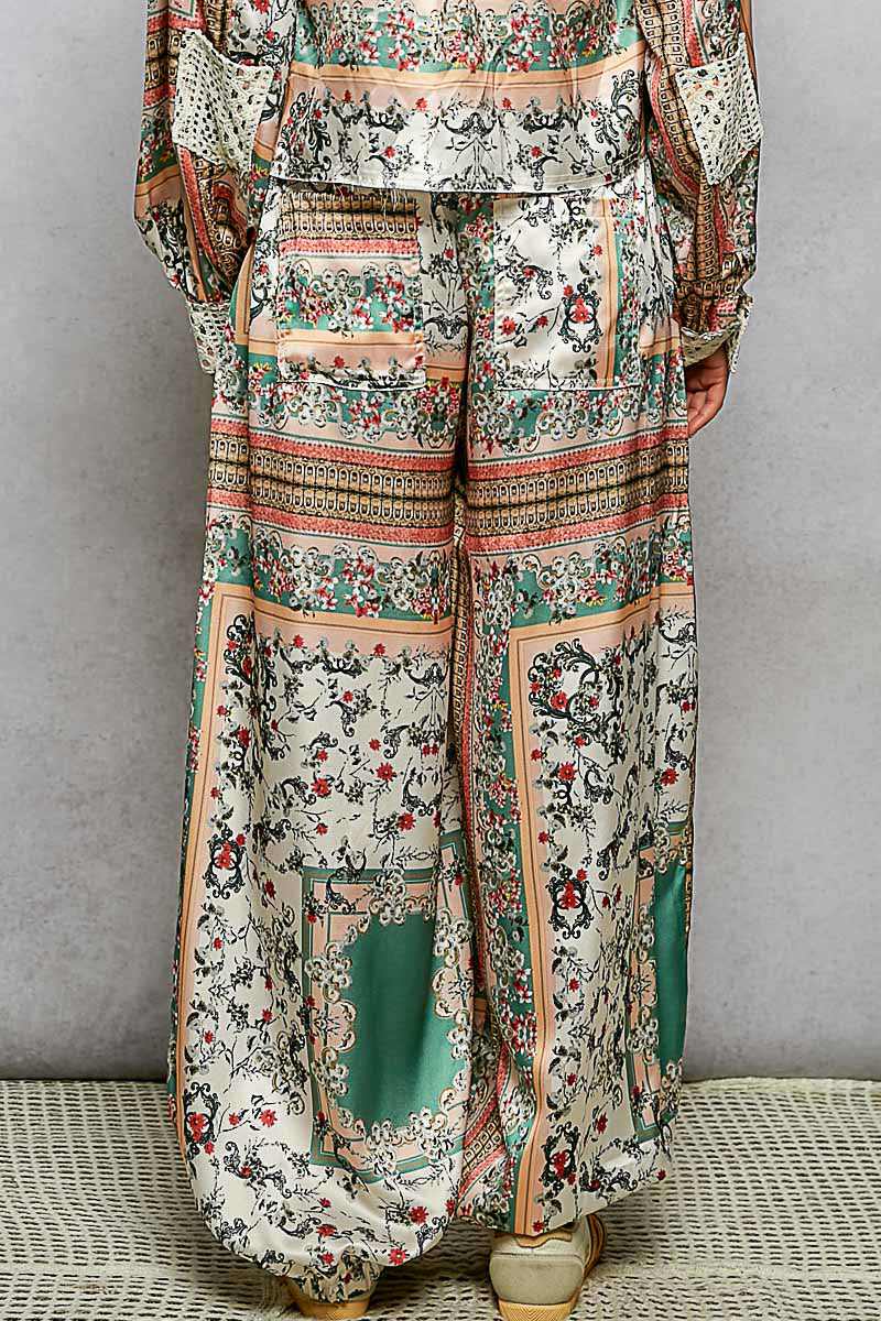 Sarah Satin and Crochet Pants