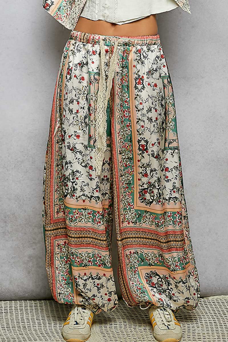 Sarah Satin and Crochet Pants