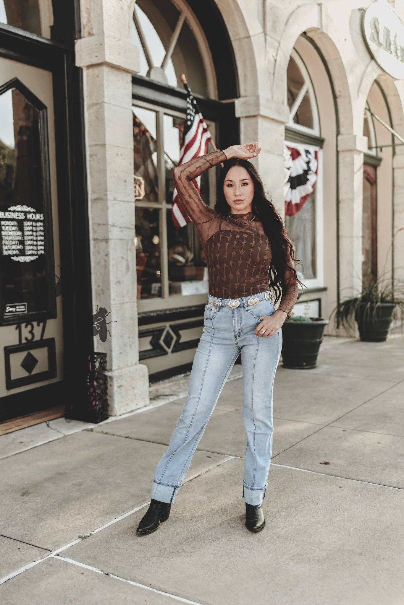 LARIAT LACE L/S *CHOCLATE